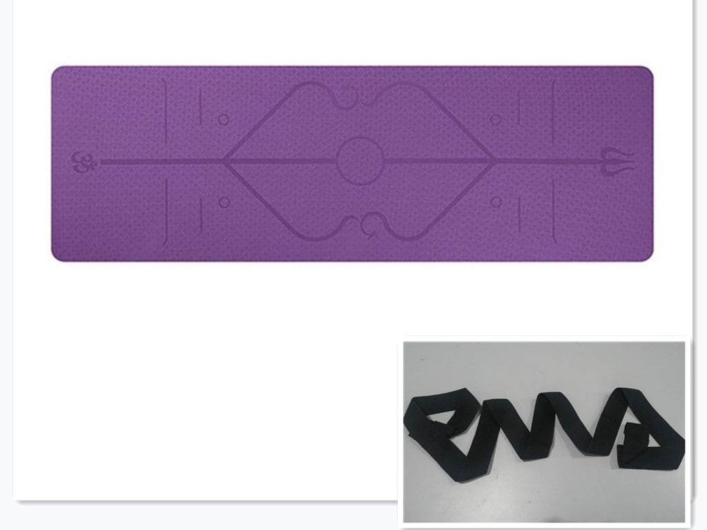 Non Slip TPE Yoga Mat with Position Line for Beginners 6mm Thick