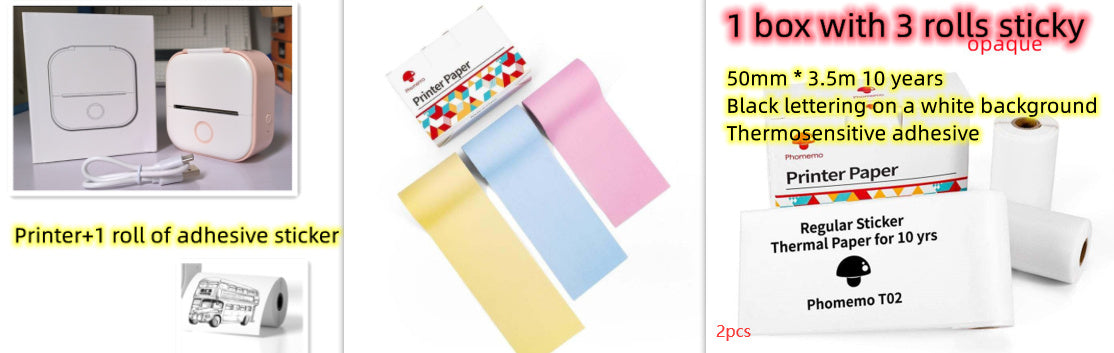 Portable Mini Thermal Label Printer Bluetooth Inkless Photo Printer