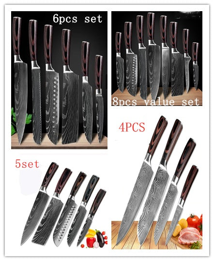 Professional Chef Knife Set 6/8-Piece Stainless Steel Kitchen Knives
