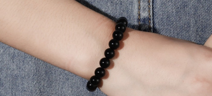 Black Onyx Beaded Bracelet for Women 8mm Natural Stone Jewelry