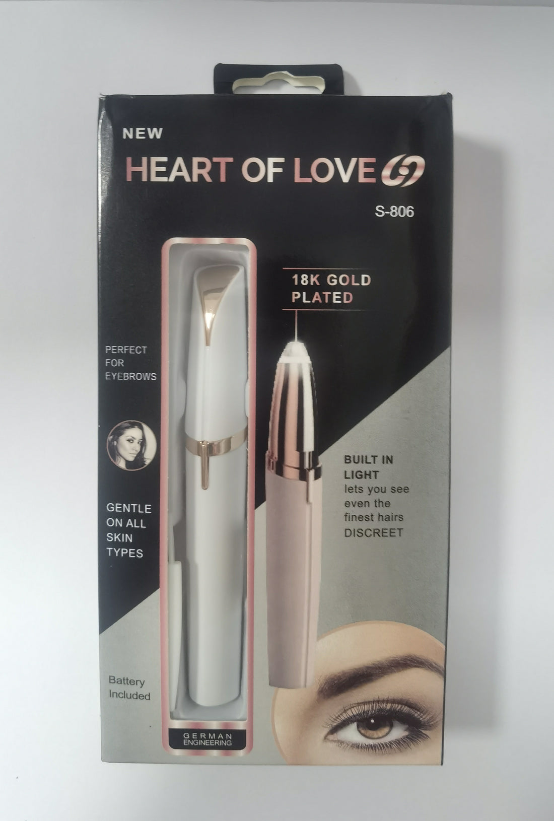Mini Electric Eyebrow Trimmer Pen with LED Light & Painless Razor