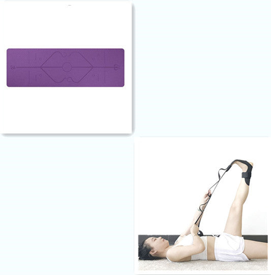Non Slip TPE Yoga Mat with Position Line for Beginners 6mm Thick