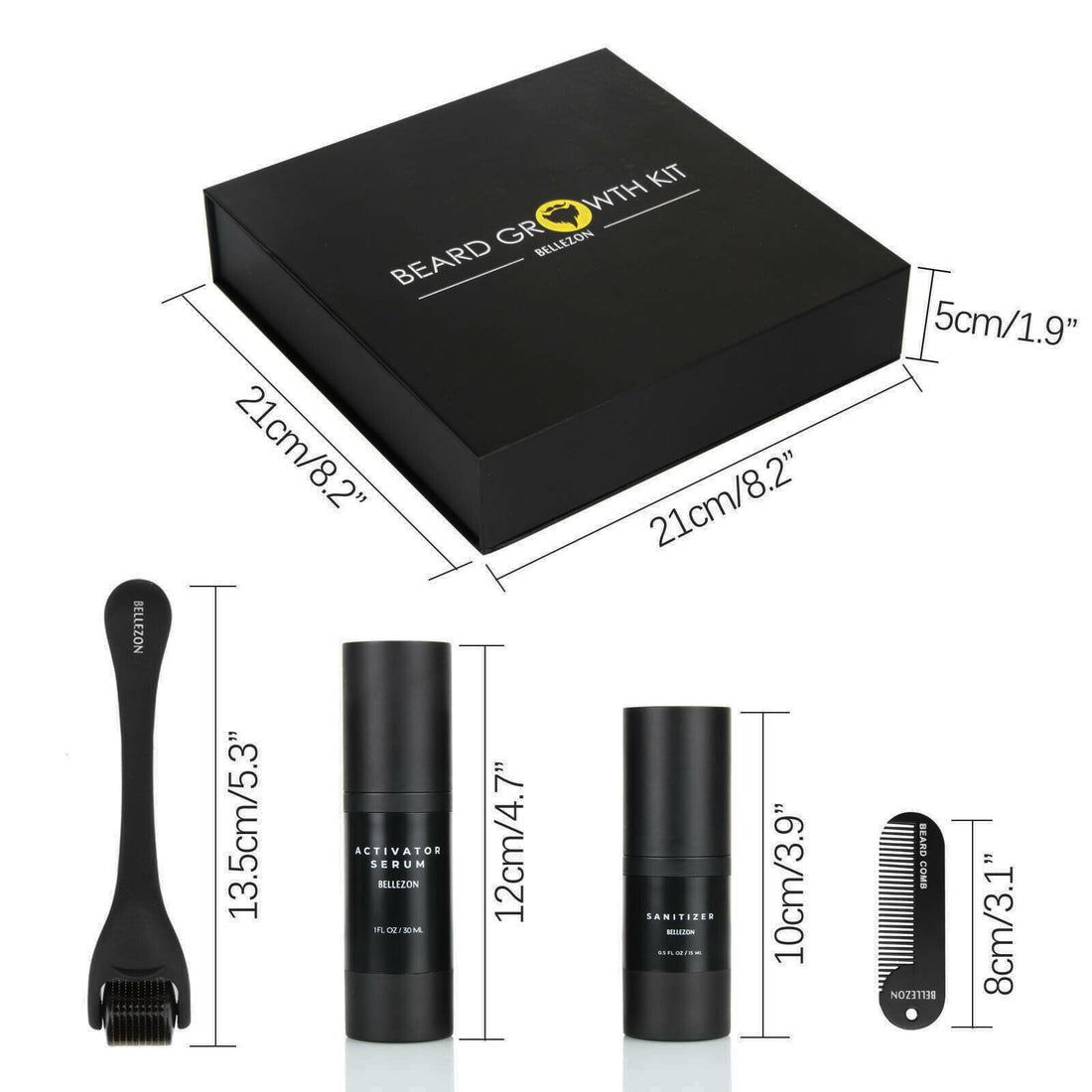 Beard Growth Liquid Care Kit with Microneedle Roller & Comb