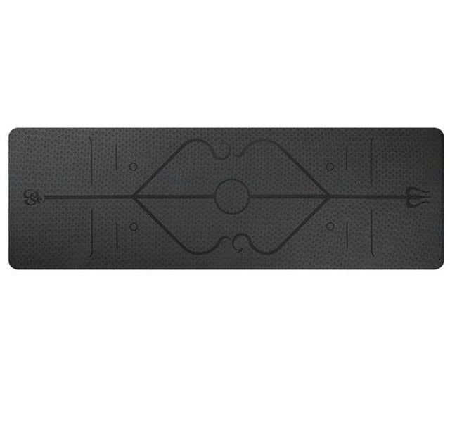 Non Slip TPE Yoga Mat with Position Line for Beginners 6mm Thick