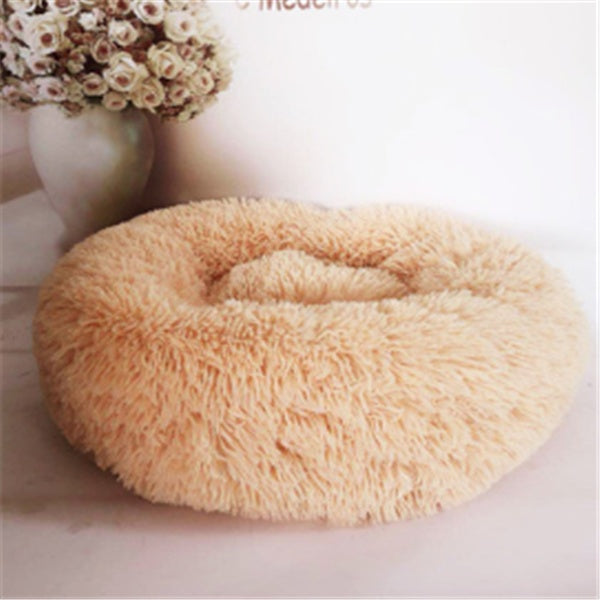 Round Plush Cat Bed – Warm Winter Pet Nest Pad with Anti-Slip Base