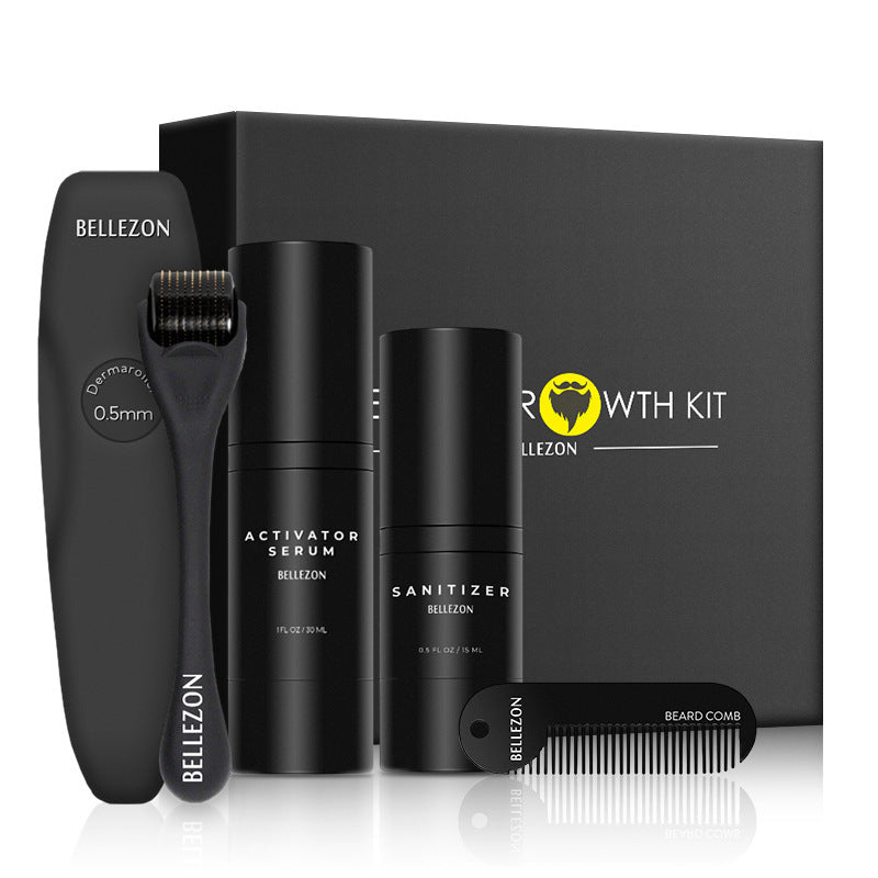 Beard Growth Liquid Care Kit with Microneedle Roller & Comb