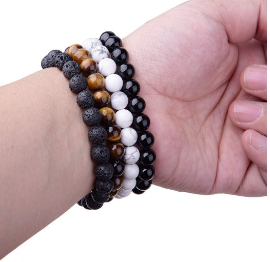 Black Onyx Beaded Bracelet for Women 8mm Natural Stone Jewelry