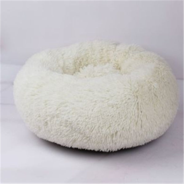 Round Plush Cat Bed – Warm Winter Pet Nest Pad with Anti-Slip Base