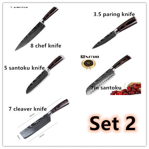 Professional Chef Knife Set 6/8-Piece Stainless Steel Kitchen Knives