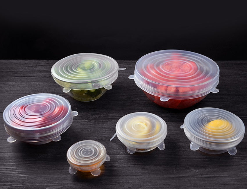 6-Piece Stretch Silicone Lids Reusable Food Covers BPA-Free Set