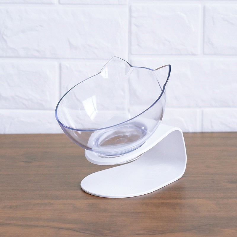 Cat Double Bowl with Stand – 15° Tilt anti-slip Neck Protection Feeder
