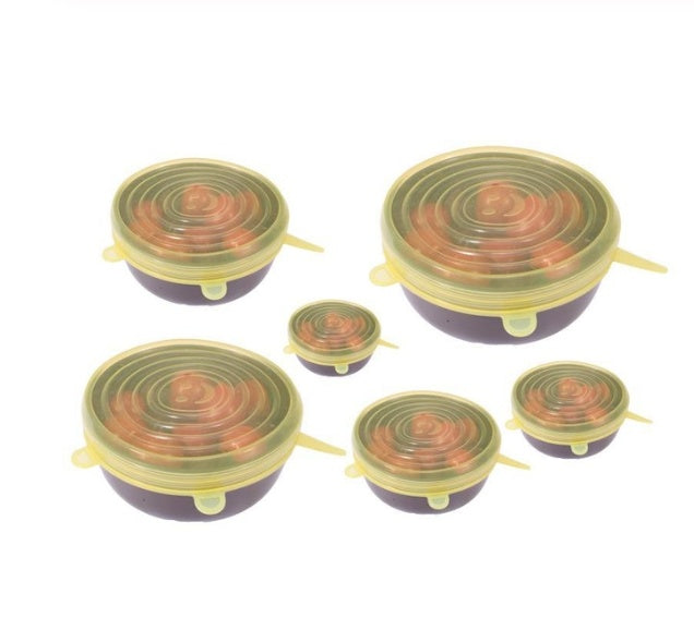 6-Piece Stretch Silicone Lids Reusable Food Covers BPA-Free Set