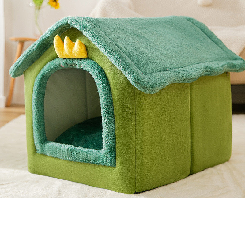 Foldable Dog House & Cat Bed Warm Winter Pet Nest Kennel Cave