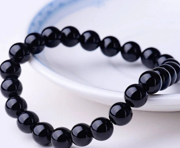 Black Onyx Beaded Bracelet for Women 8mm Natural Stone Jewelry