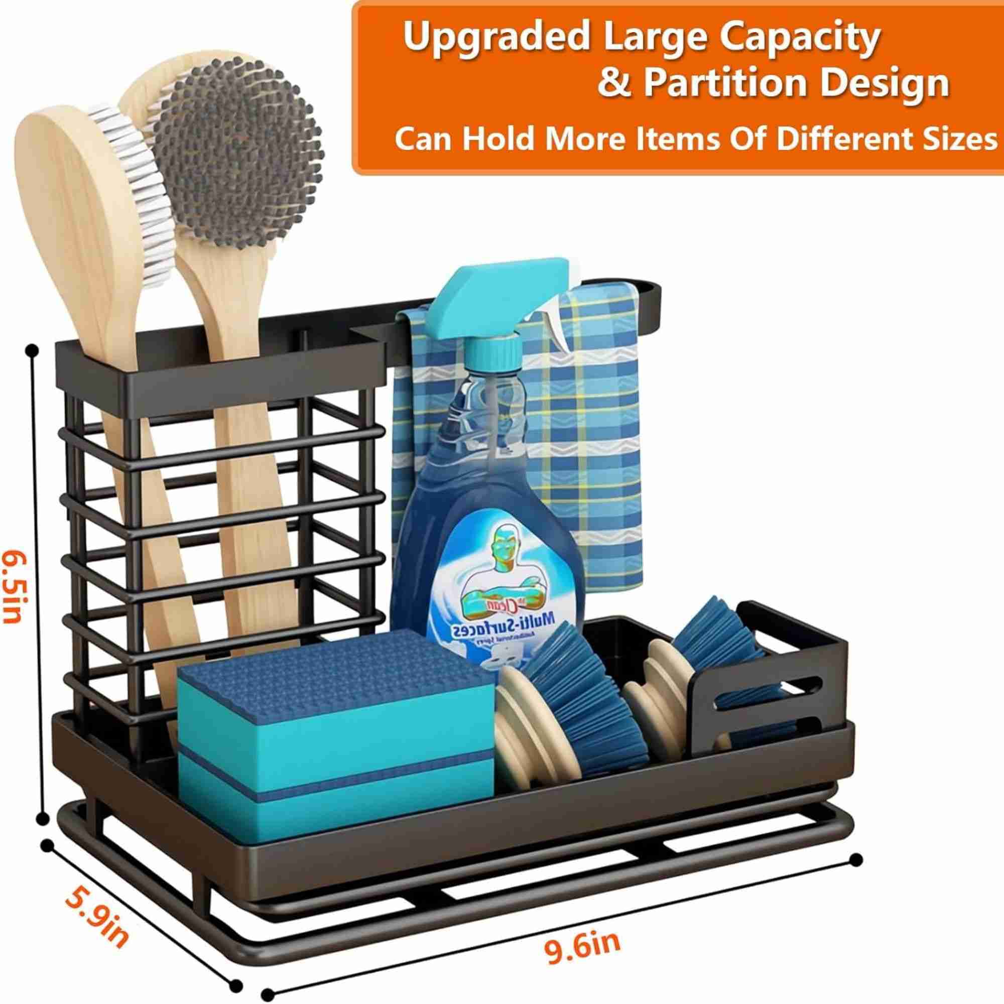 Kitchen Sink Caddy Organizer with Sponge Holder & Drip Tray