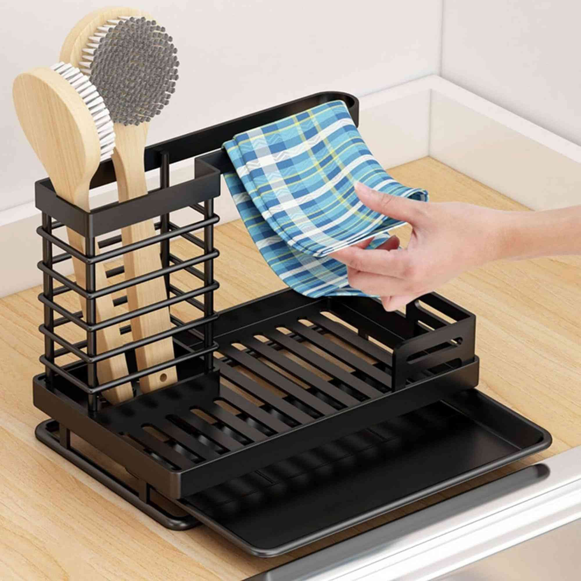 Kitchen Sink Caddy Organizer with Sponge Holder & Drip Tray