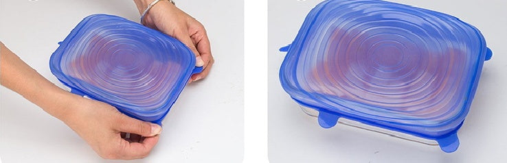 6-Piece Stretch Silicone Lids Reusable Food Covers BPA-Free Set