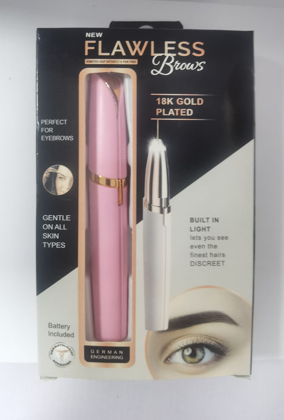 Mini Electric Eyebrow Trimmer Pen with LED Light & Painless Razor