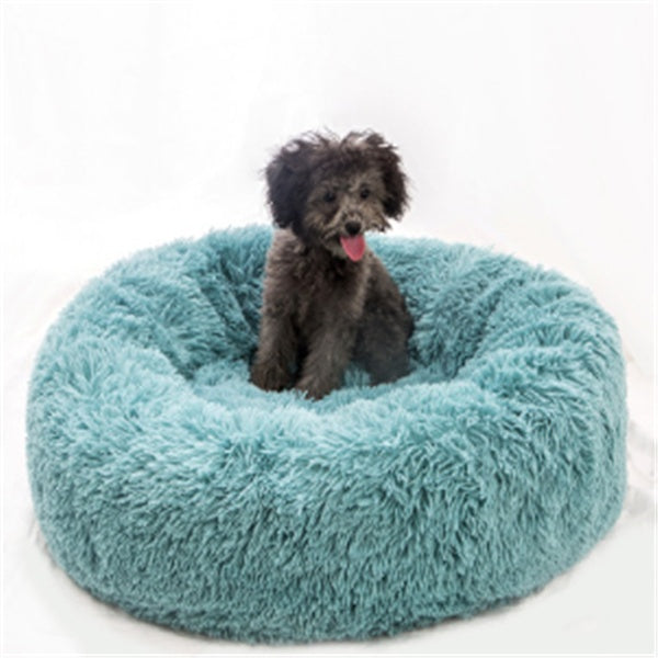Round Plush Cat Bed – Warm Winter Pet Nest Pad with Anti-Slip Base