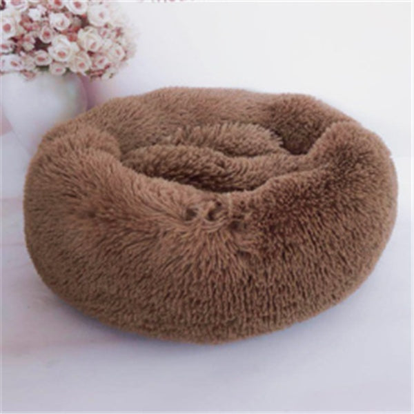 Round Plush Cat Bed – Warm Winter Pet Nest Pad with Anti-Slip Base