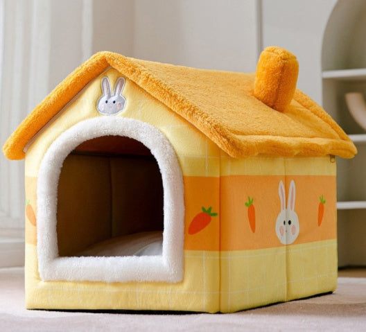 Foldable Dog House & Cat Bed Warm Winter Pet Nest Kennel Cave
