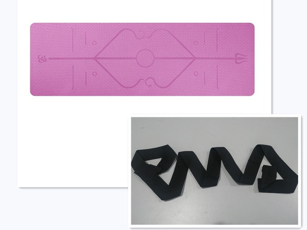 Non Slip TPE Yoga Mat with Position Line for Beginners 6mm Thick