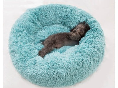 Round Plush Cat Bed – Warm Winter Pet Nest Pad with Anti-Slip Base
