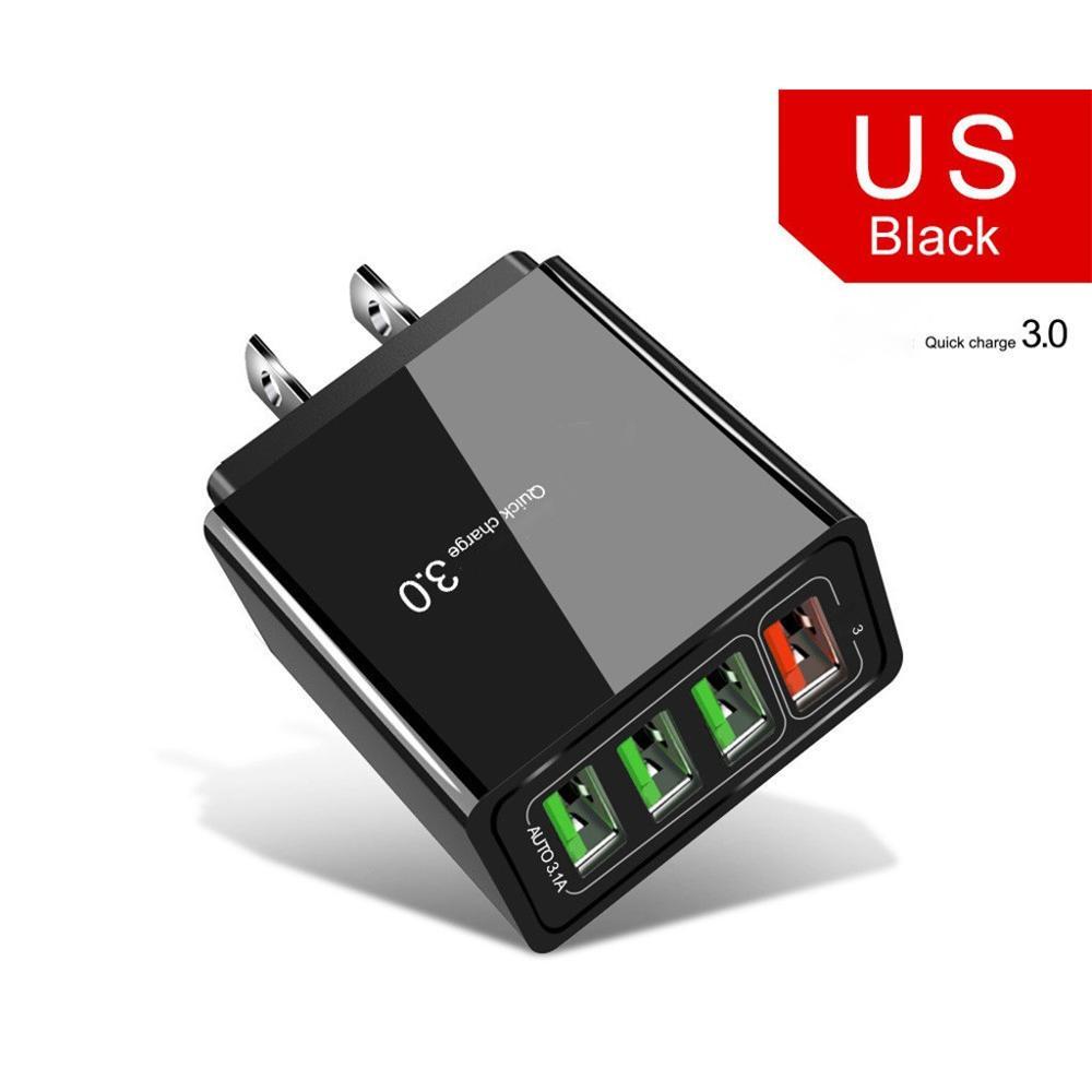 Illuminated 4 USB Mobile Charger 30W 3A Fast Charging Adapter
