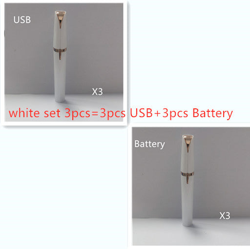 Mini Electric Eyebrow Trimmer Pen with LED Light & Painless Razor