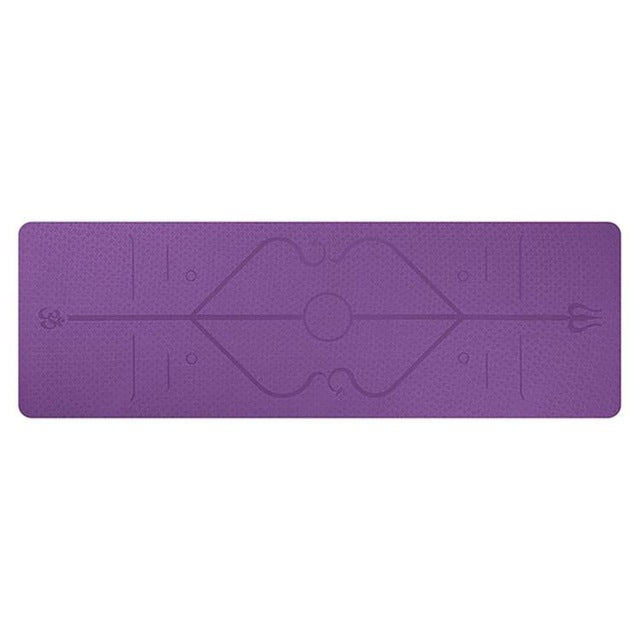 Non Slip TPE Yoga Mat with Position Line for Beginners 6mm Thick