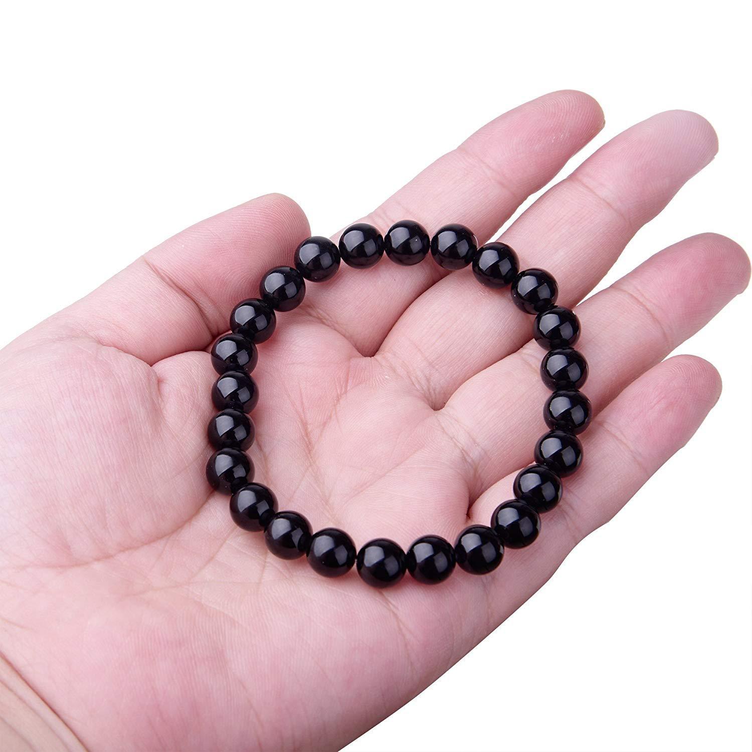 Black Onyx Beaded Bracelet for Women 8mm Natural Stone Jewelry