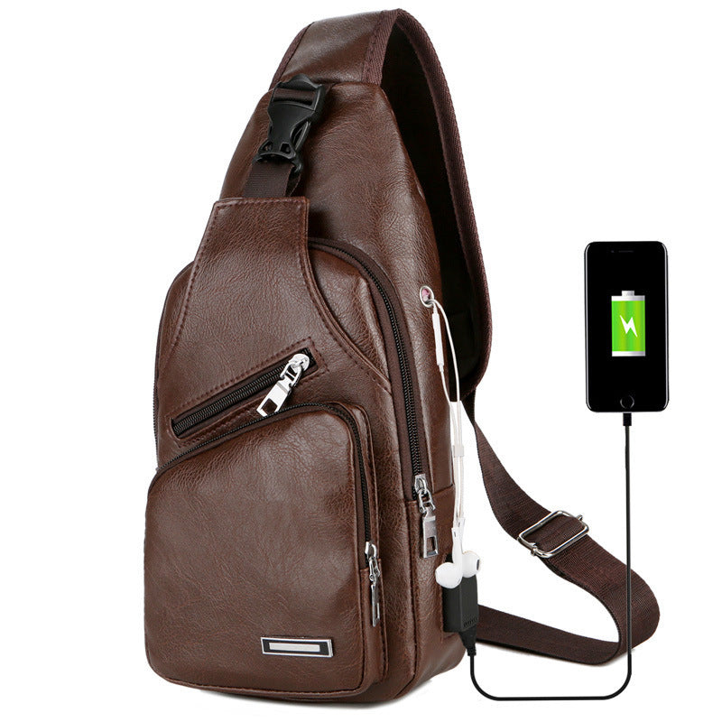 USB Portable Charging Chest Messenger Bag with Headphone Jack