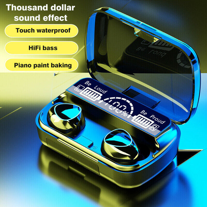 TWS Wireless 5.1 Bluetooth Earbuds with LED Display & Waterproof