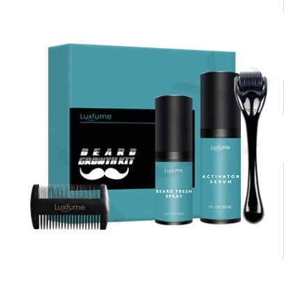 Beard Growth Liquid Care Kit with Microneedle Roller & Comb
