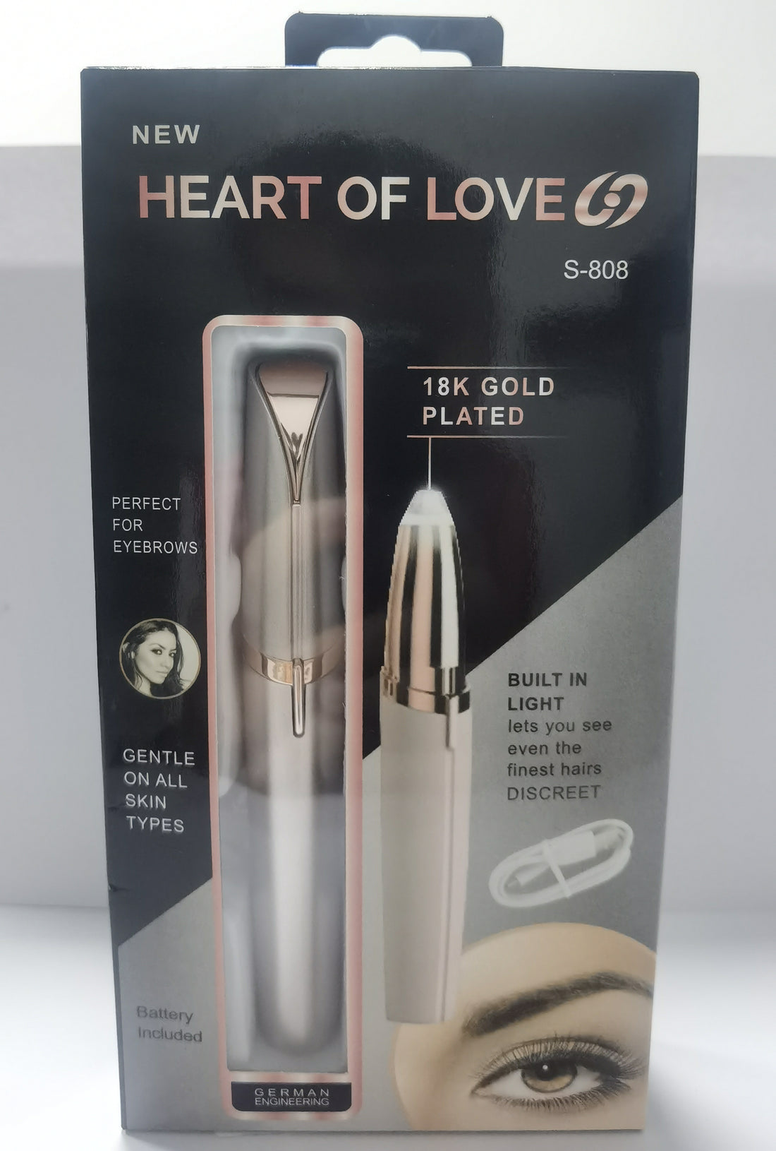 Mini Electric Eyebrow Trimmer Pen with LED Light & Painless Razor