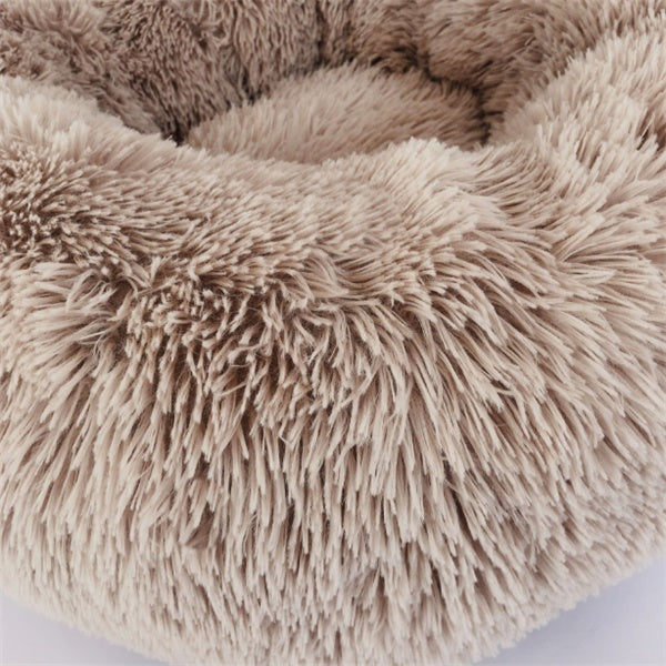 Round Plush Cat Bed – Warm Winter Pet Nest Pad with Anti-Slip Base
