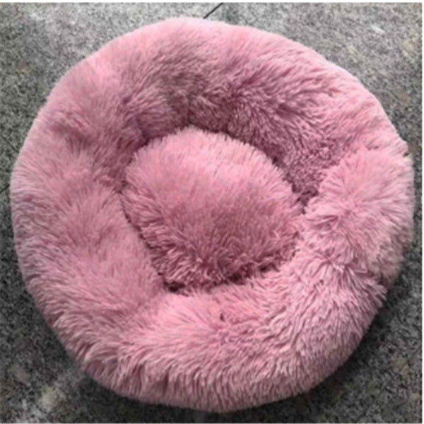 Round Plush Cat Bed – Warm Winter Pet Nest Pad with Anti-Slip Base