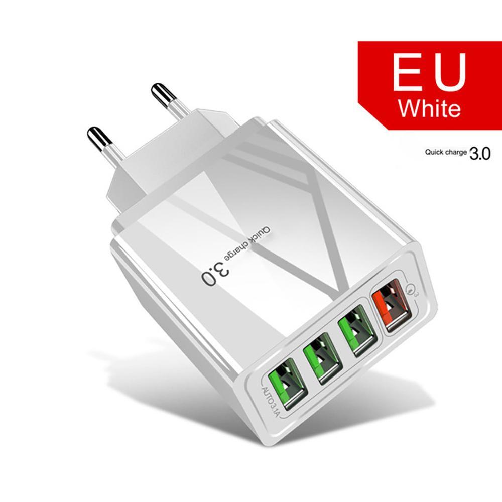 Illuminated 4 USB Mobile Charger 30W 3A Fast Charging Adapter