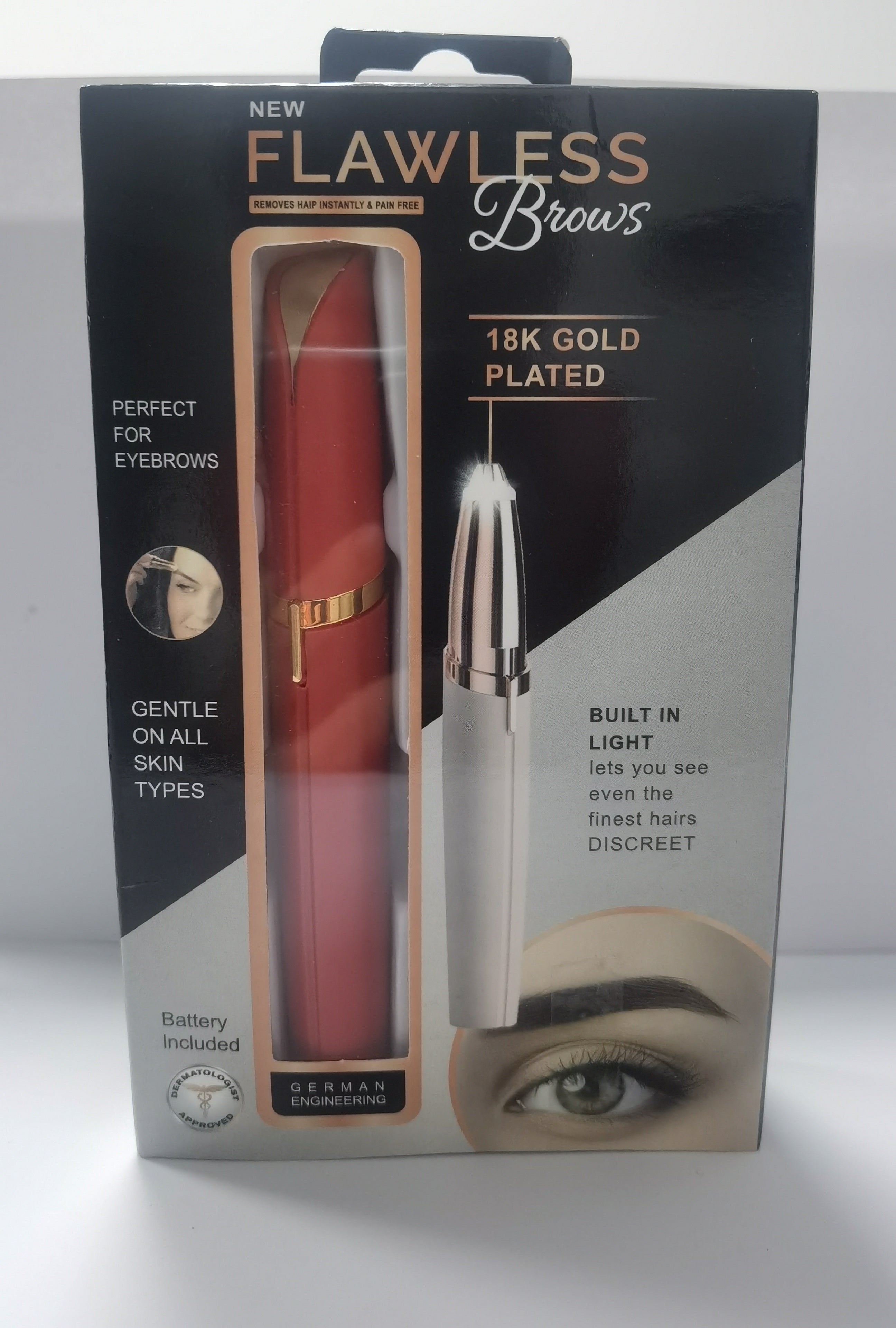 Mini Electric Eyebrow Trimmer Pen with LED Light & Painless Razor