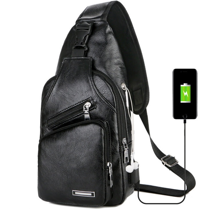 USB Portable Charging Chest Messenger Bag with Headphone Jack