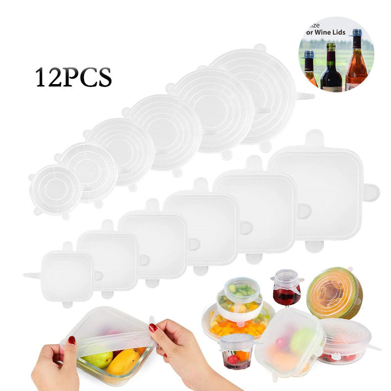 6-Piece Stretch Silicone Lids Reusable Food Covers BPA-Free Set