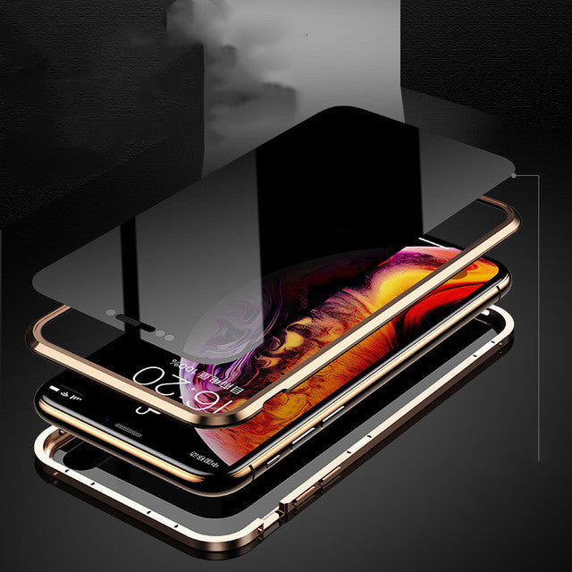 Anti-Peep Magnetic Privacy Glass Phone Case for iPhone Protection