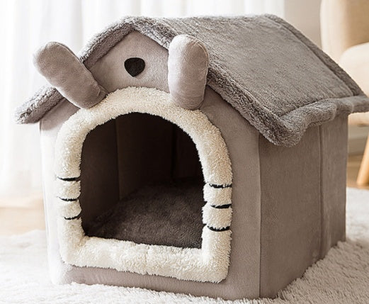 Foldable Dog House & Cat Bed Warm Winter Pet Nest Kennel Cave