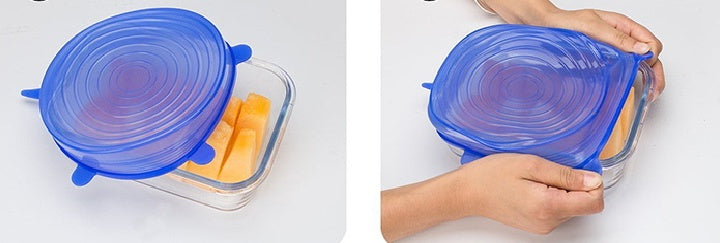 6-Piece Stretch Silicone Lids Reusable Food Covers BPA-Free Set