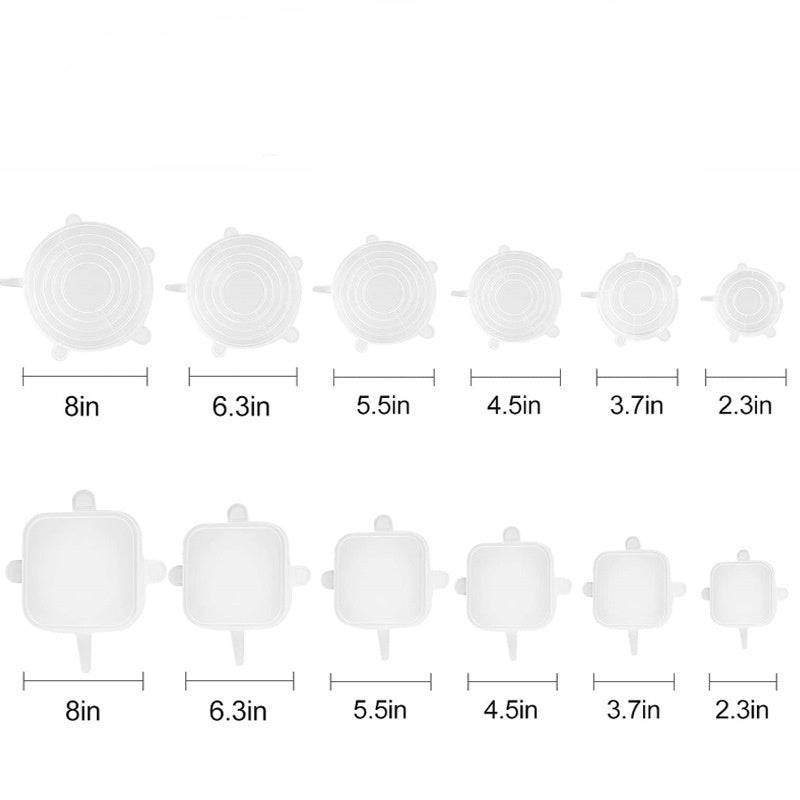 6-Piece Stretch Silicone Lids Reusable Food Covers BPA-Free Set