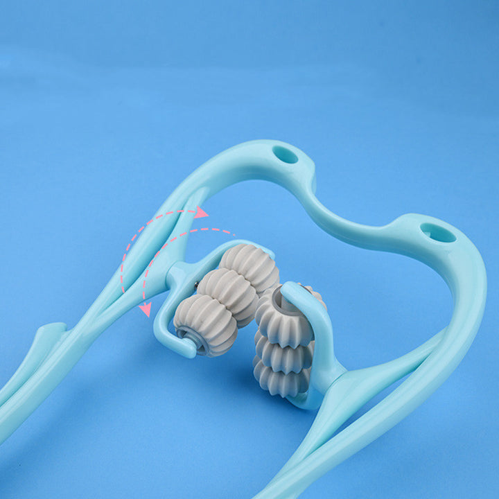 6-Roller Neck Massager with Natural Jade Scraping Board, Unisex