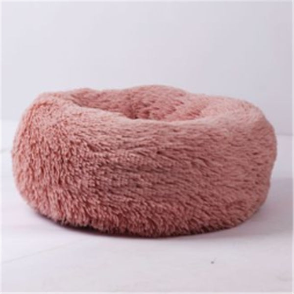 Round Plush Cat Bed – Warm Winter Pet Nest Pad with Anti-Slip Base