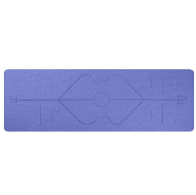 Non Slip TPE Yoga Mat with Position Line for Beginners 6mm Thick