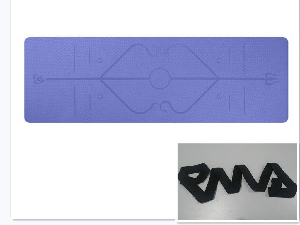 Non Slip TPE Yoga Mat with Position Line for Beginners 6mm Thick