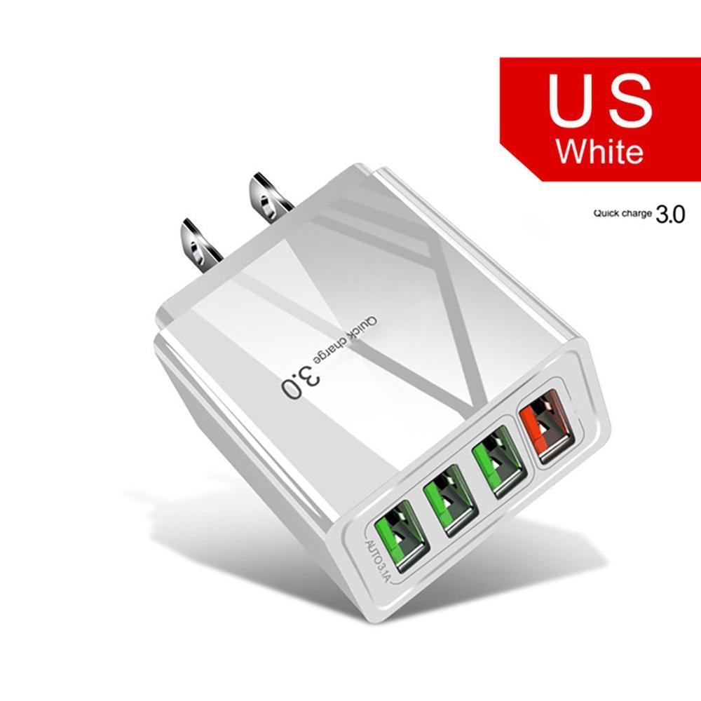 Illuminated 4 USB Mobile Charger 30W 3A Fast Charging Adapter
